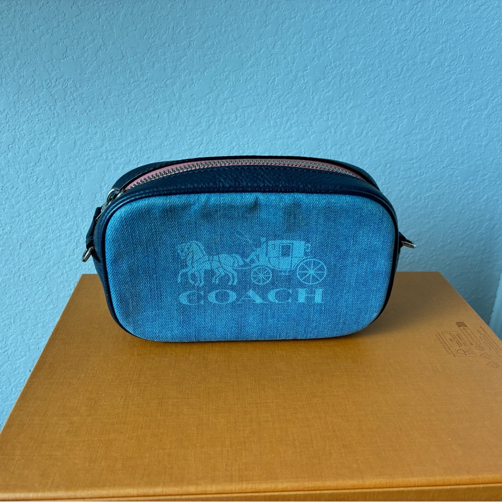 Authentic Coach Denim denim belt bag/crossbody in blue w/ horse & carriage logo